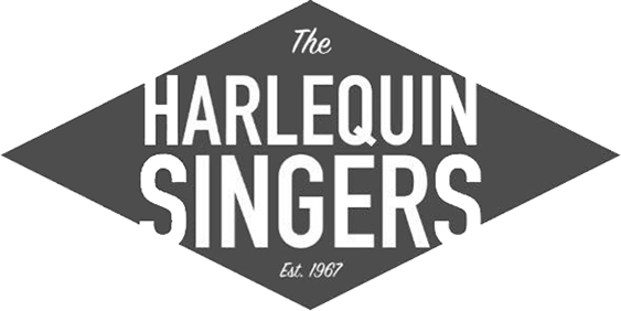 a logo for Harlequin Singers, a Hamilton based community choir. Website made by Hammer and Pixel - Small Business Digital Marketing.
